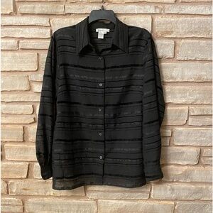 Coldwater Creek Semi-Sheer Stripe Shirt long sleeves size M